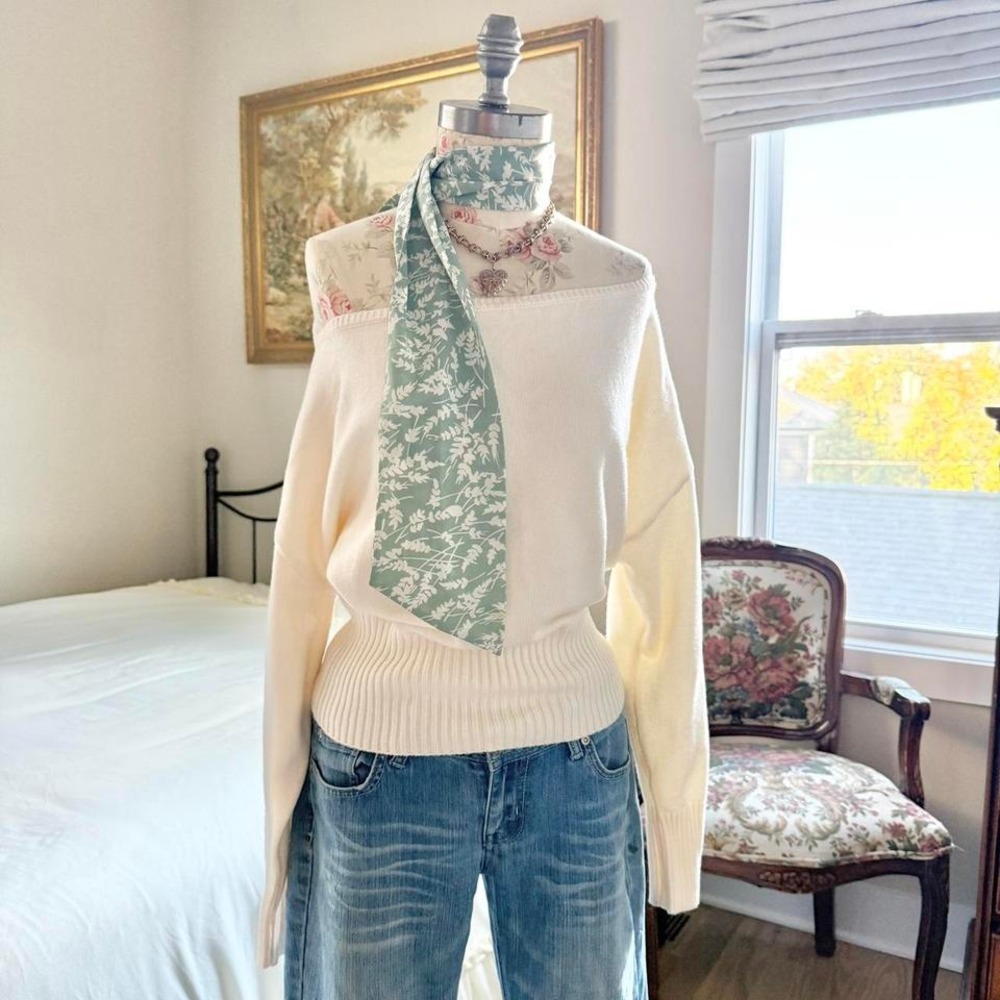 Vintage‎ green floral scarf